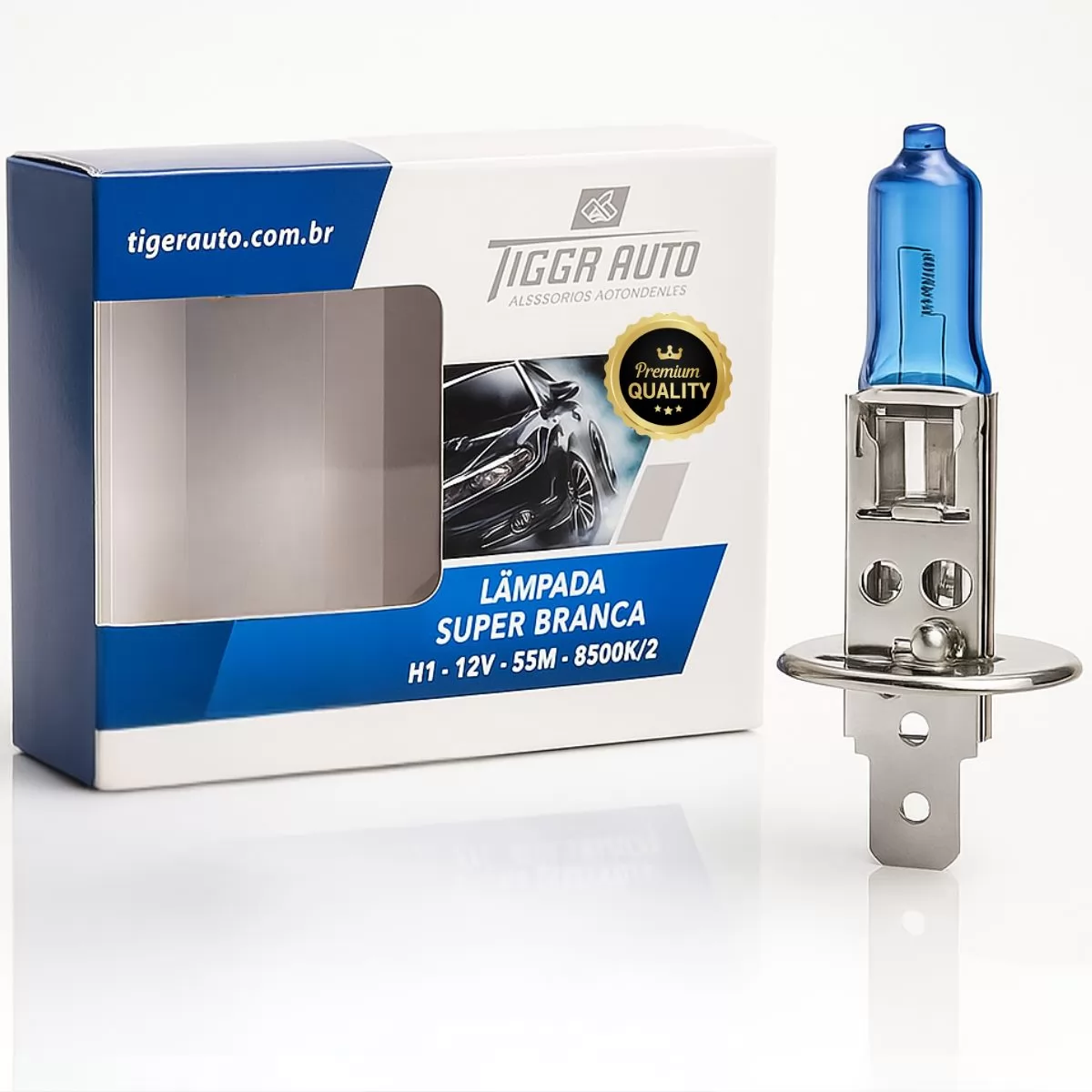 LAMPADA SUPER BRANCA H1 12V 55W 4200K - TIGER - TG1011H1