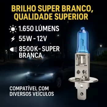 LAMPADA SUPER BRANCA H1 12V 55W 4200K - TIGER - TG1011H1