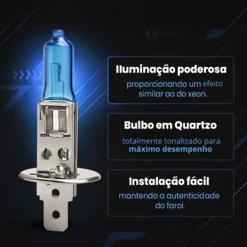 LAMPADA SUPER BRANCA H1 12V 55W 4200K - TIGER - TG1011H1