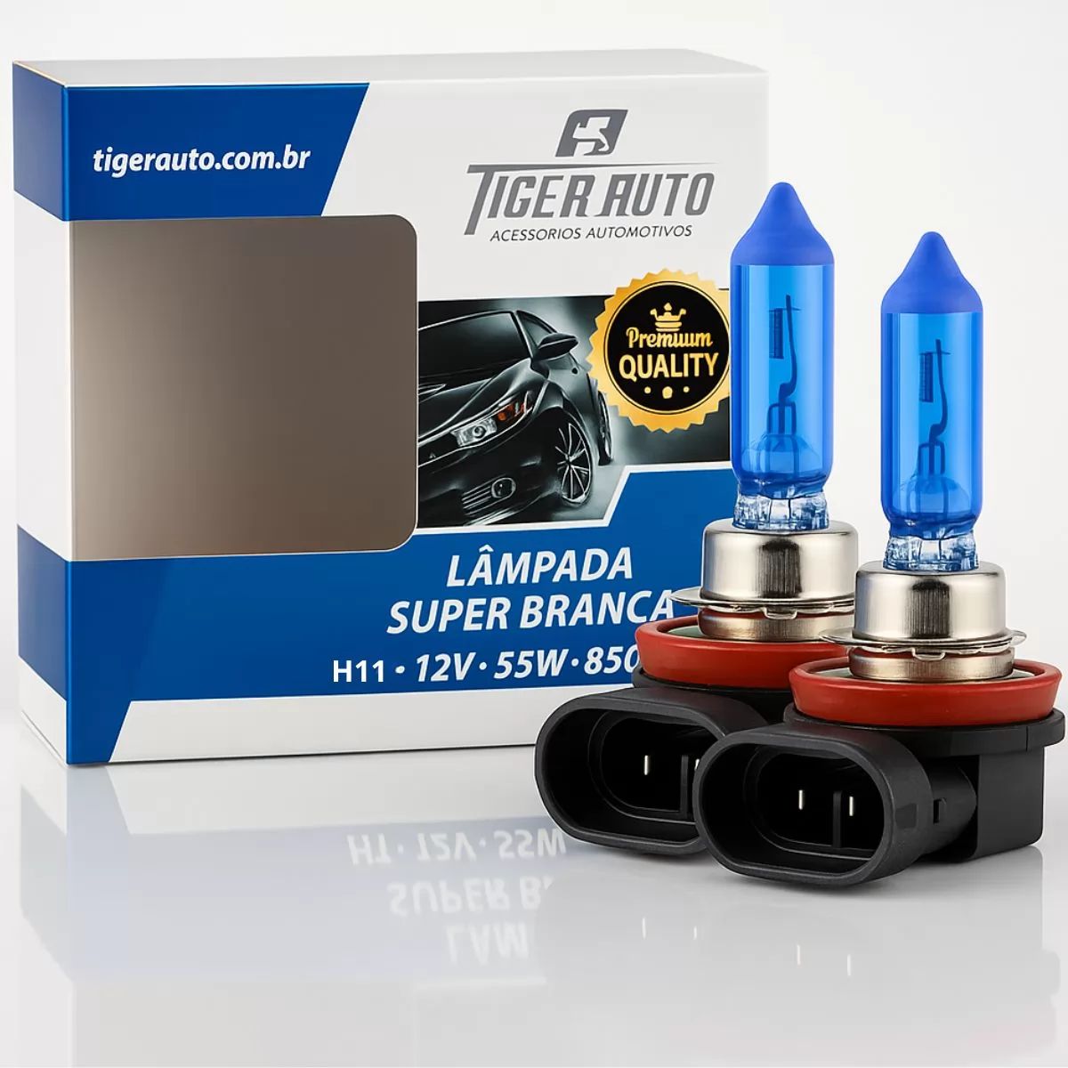PAR DE LAMPADA SUPER BRANCA H11 12V 55W 4200K- TIGER - TG1012H11