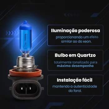 PAR DE LAMPADA SUPER BRANCA H11 12V 55W 4200K- TIGER - TG1012H11