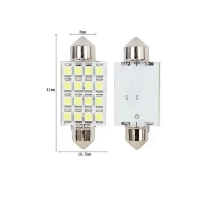 LÂMPADA DE LED TORPEDO 41MM 16 LEDs 12V APLICAÇÃO PARA Luz DE Teto, Placa E Porta malas - TIGER - TG1014003