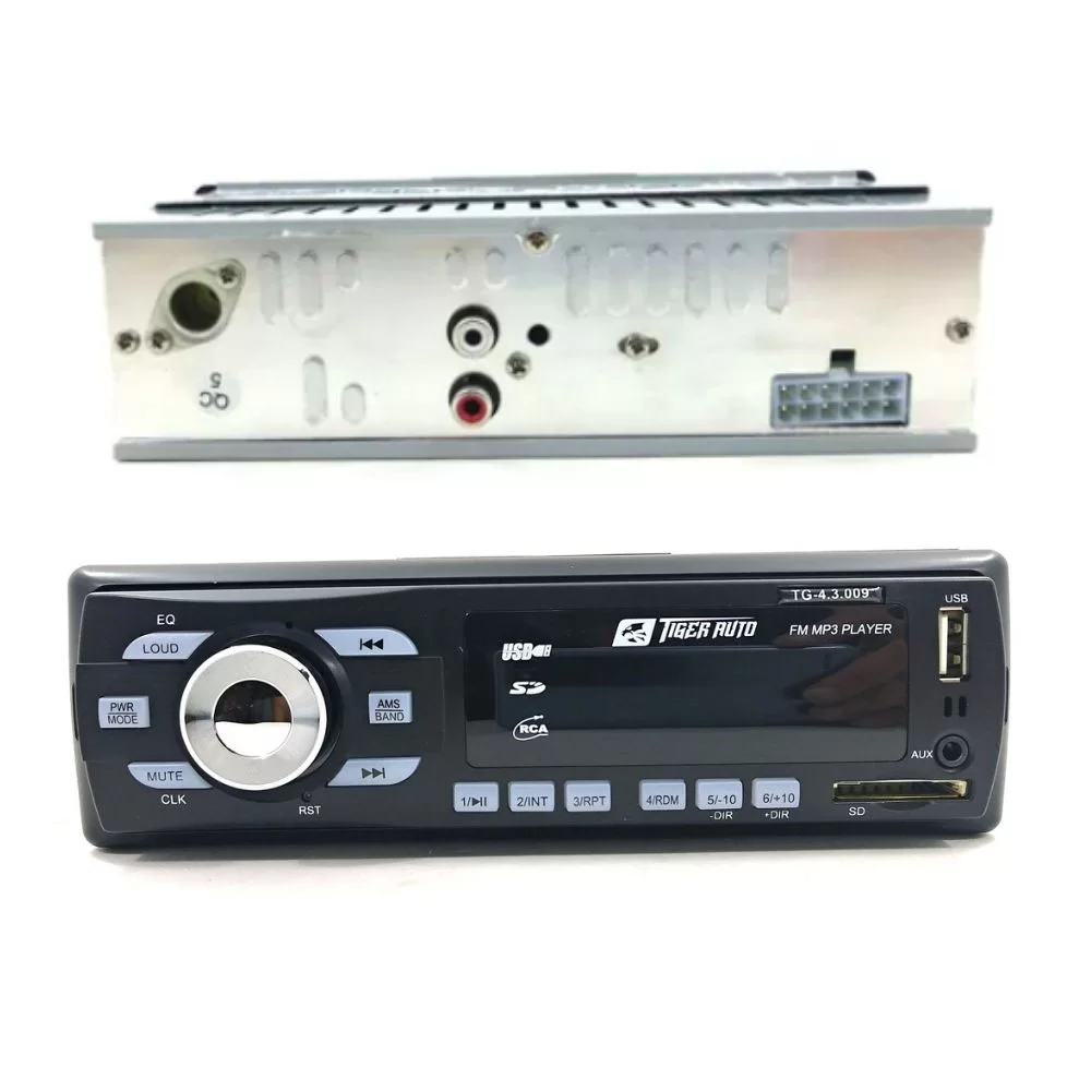 RÁDIO MP3 PLAYER AUTOMOTIVO USB, SD CARD, AUXILIAR P2 E 2 SAÍDAS RCA - TIGER TG0403009
