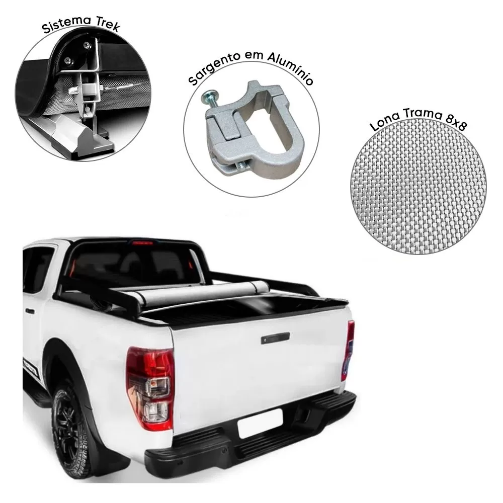 CAPOTA MARÍTIMA FLASH FORCE FORD RANGER STORM 2020 EM DIANTE CABINE DUPLA COM SANTO ANTÔNIO ORIGINAL - FLASH COVER 219