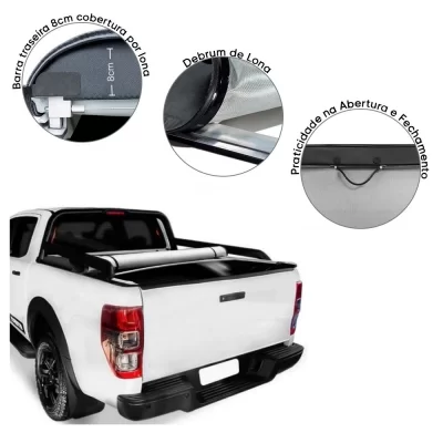 CAPOTA MARÍTIMA FLASH FORCE FORD RANGER STORM 2020 EM DIANTE CABINE DUPLA COM SANTO ANTÔNIO ORIGINAL - FLASH COVER 219