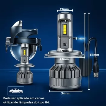 LAMPADA H-4 MINI PROJETOR LED 85W 12V 6000K 35000LM