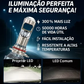LAMPADA H-7 MINI PROJETOR LED 85W 12V 6000K 35000LM