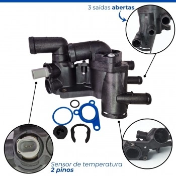 CAMARA AGUA VALV. TERMOSTATICA 3 SAIDA GOL GV/GOLF/POLO/FOX A-4 (COMPLETA)
